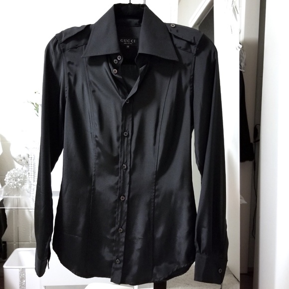 Authentic Vintage GUCCI Black Button Down Shirt. Size 38.   NWOT - Picture 1 of 12
